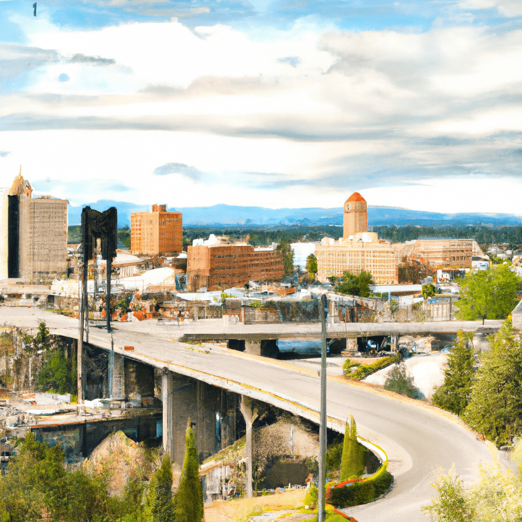 A landscape painting of Spokane, WA